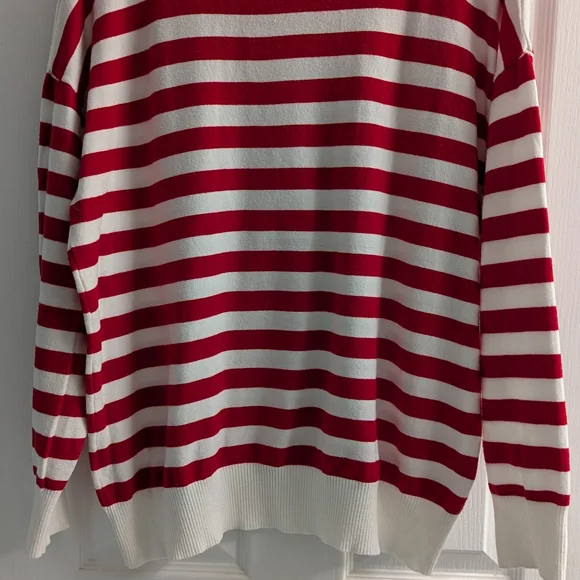 Red and White Striped Heart Sweater - Picture 4 of 6